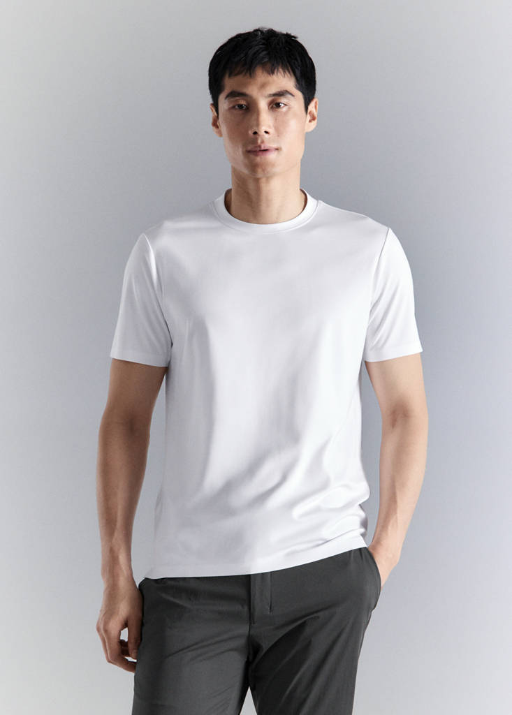Slim fit comfort stretch Coolmax ® T-shirt — White