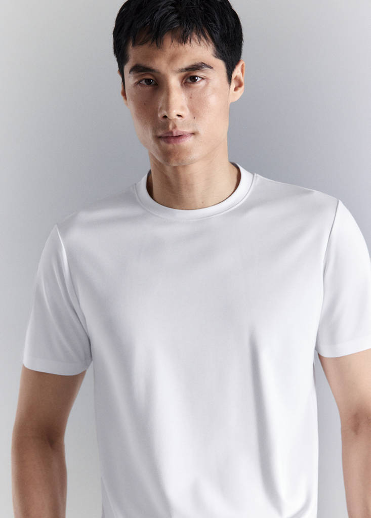 Slim fit comfort stretch Coolmax ® T-shirt — White