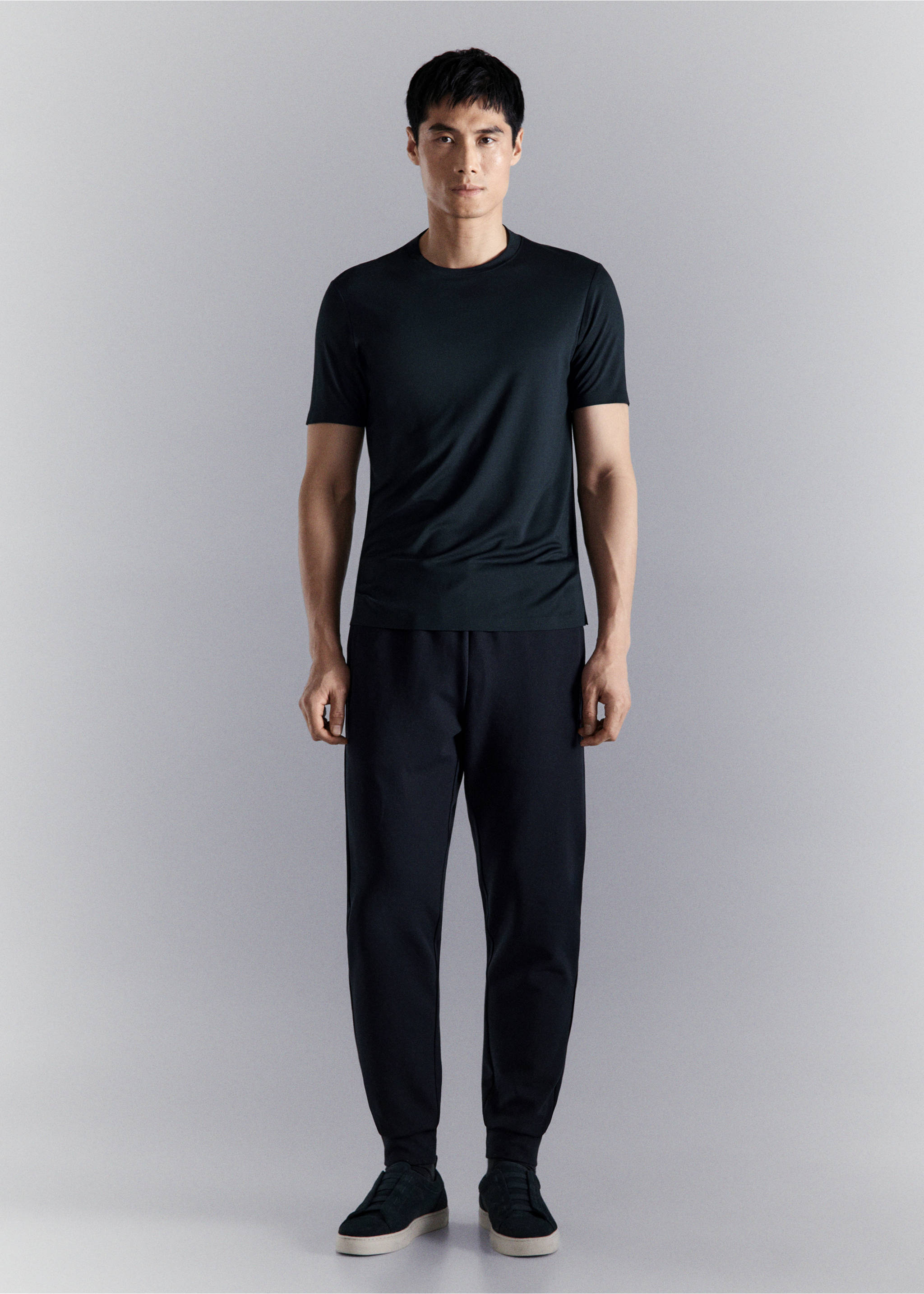 Camiseta slim fit comfort stretch Coolmax ® - Plano general, Azul marino. Ref: 27034426-00.