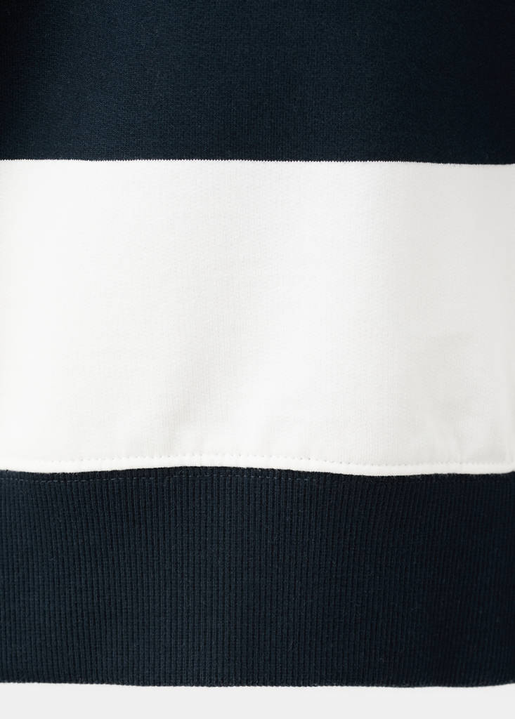 Striped polo sweatshirt in 100% cotton — White