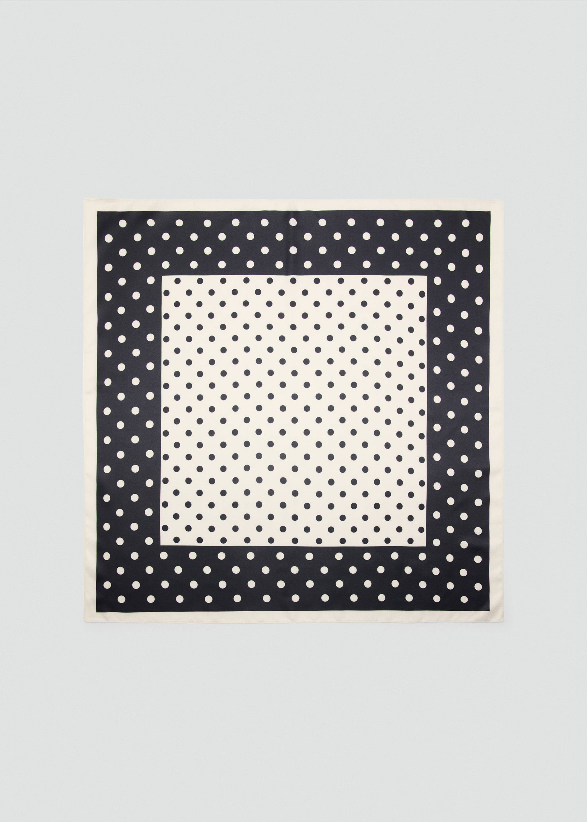 Satin check-print scarf - Article without model, Ecru. Ref: 27034432-00.