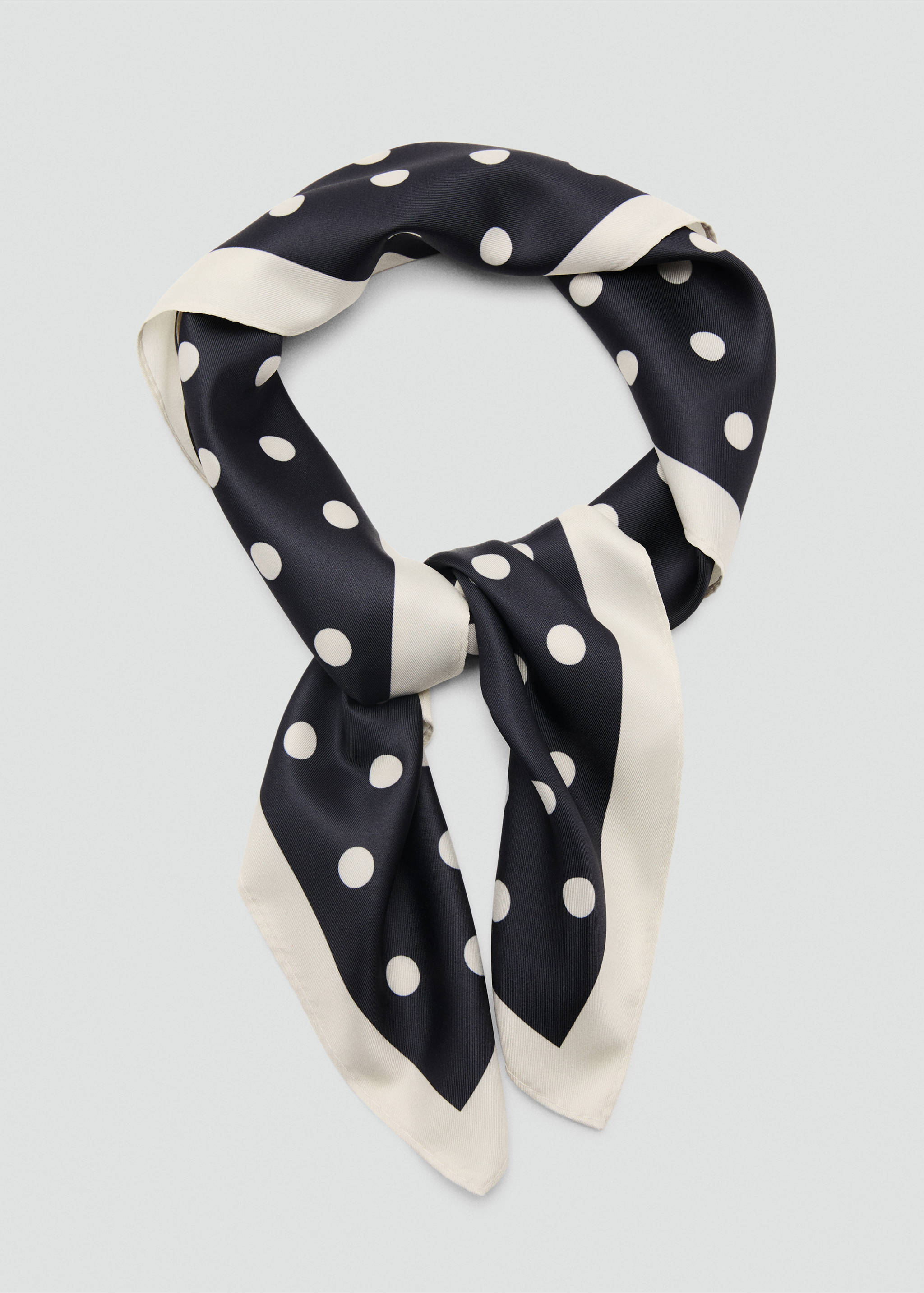Satin check-print scarf - Details of the article 1, Ecru. Ref: 27034432-00.