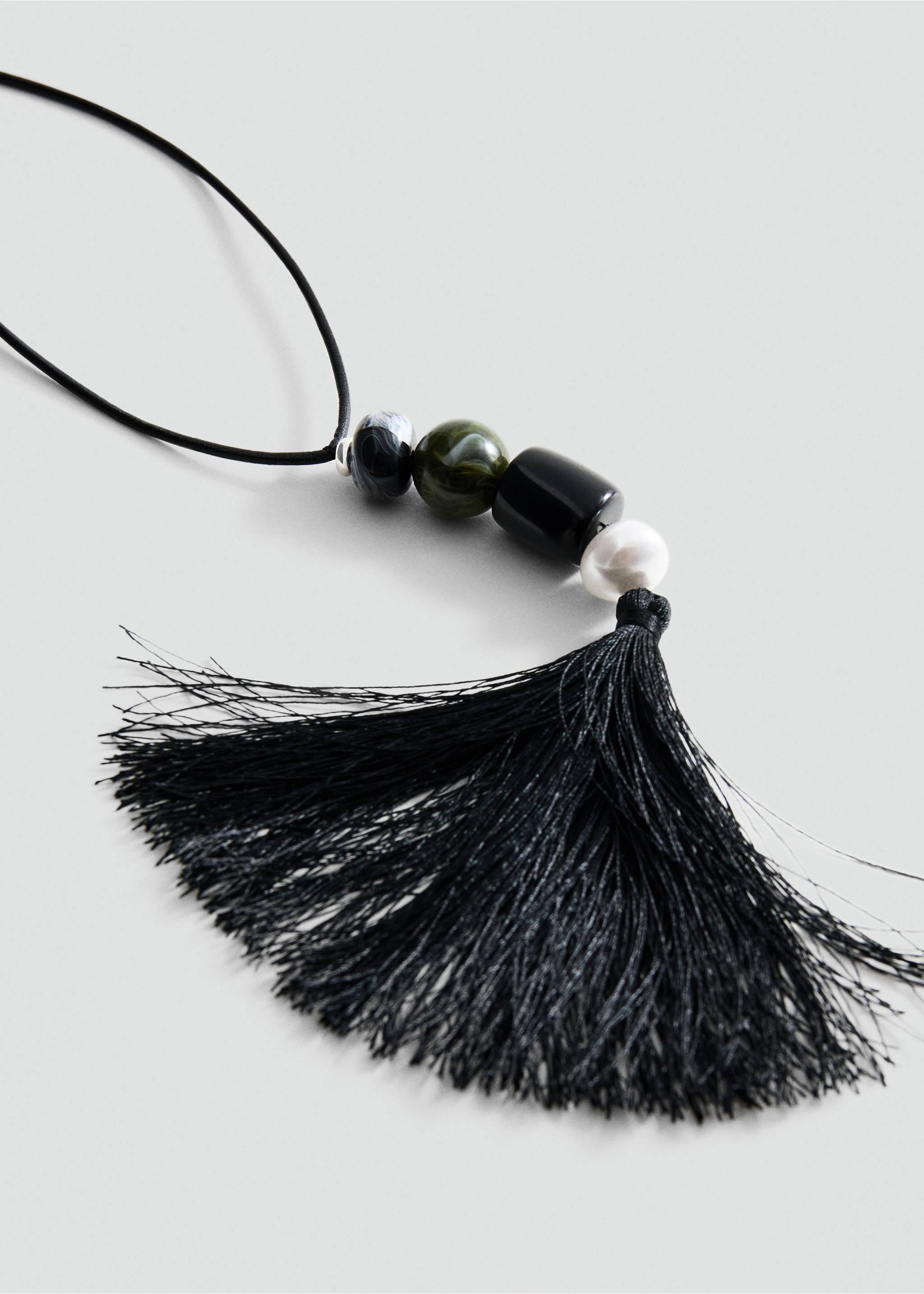 Fringed bead necklace - Medium plane, Silver. Ref: 27034436-00.
