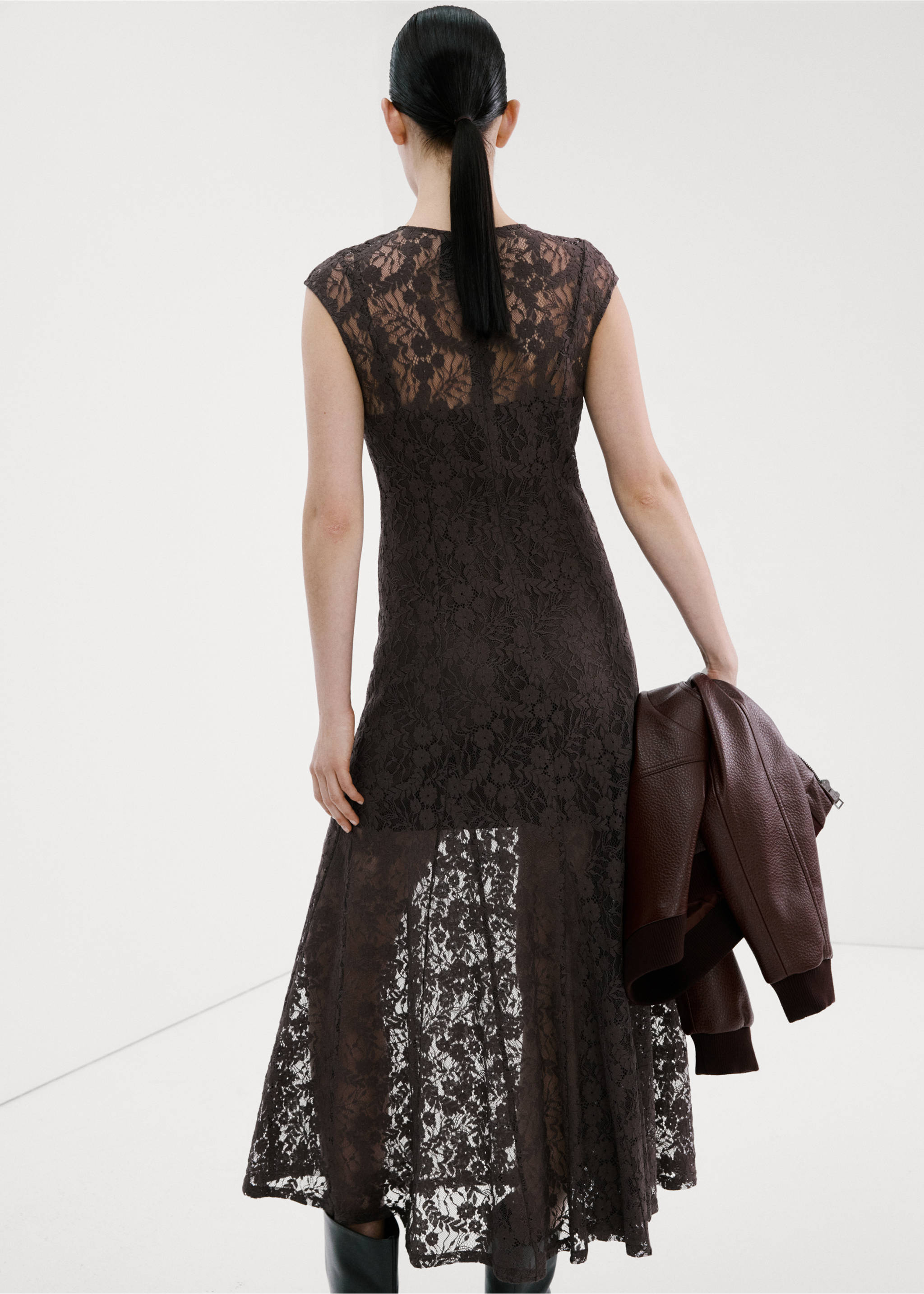 Combined lace dress - Reverse of the article, Brown. Ref: 27034439-00.
