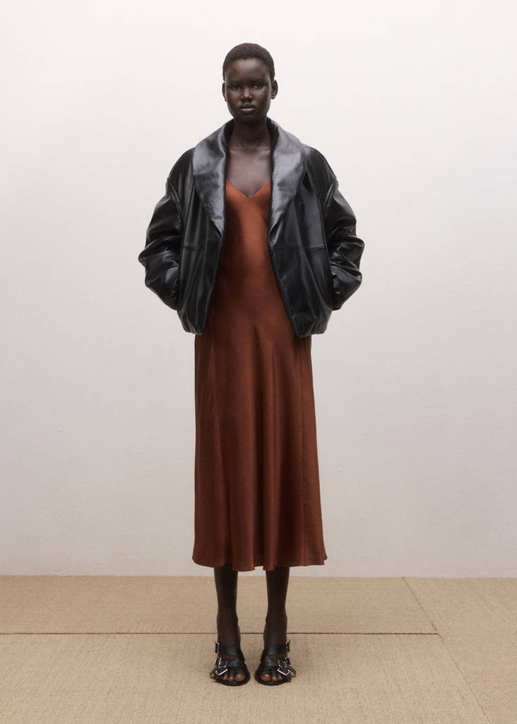 Long satin dress — Burnt Orange