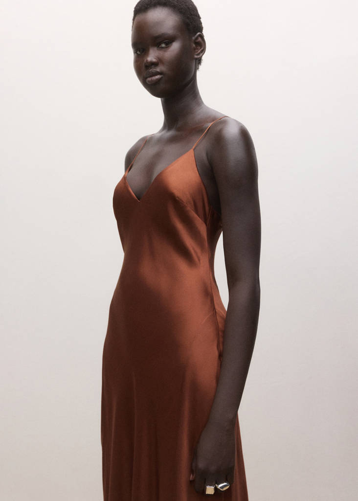 Long satin dress — Burnt Orange
