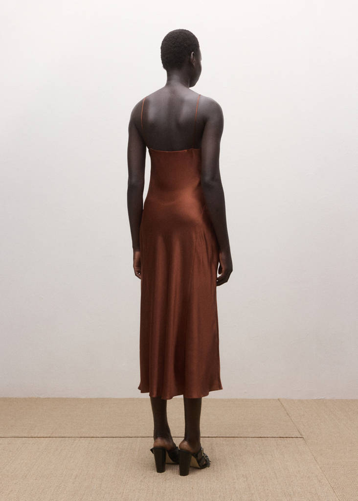 Long satin dress — Burnt Orange