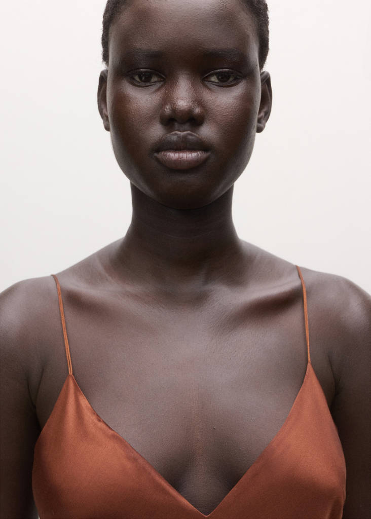 Long satin dress — Burnt Orange