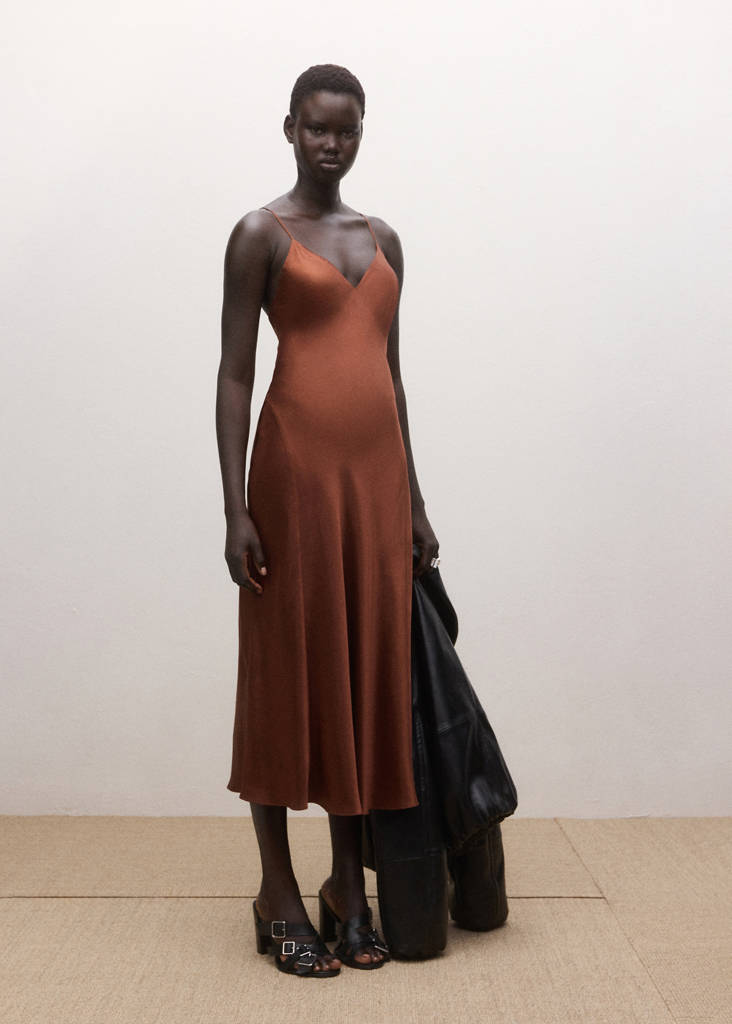 Long satin dress — Burnt Orange