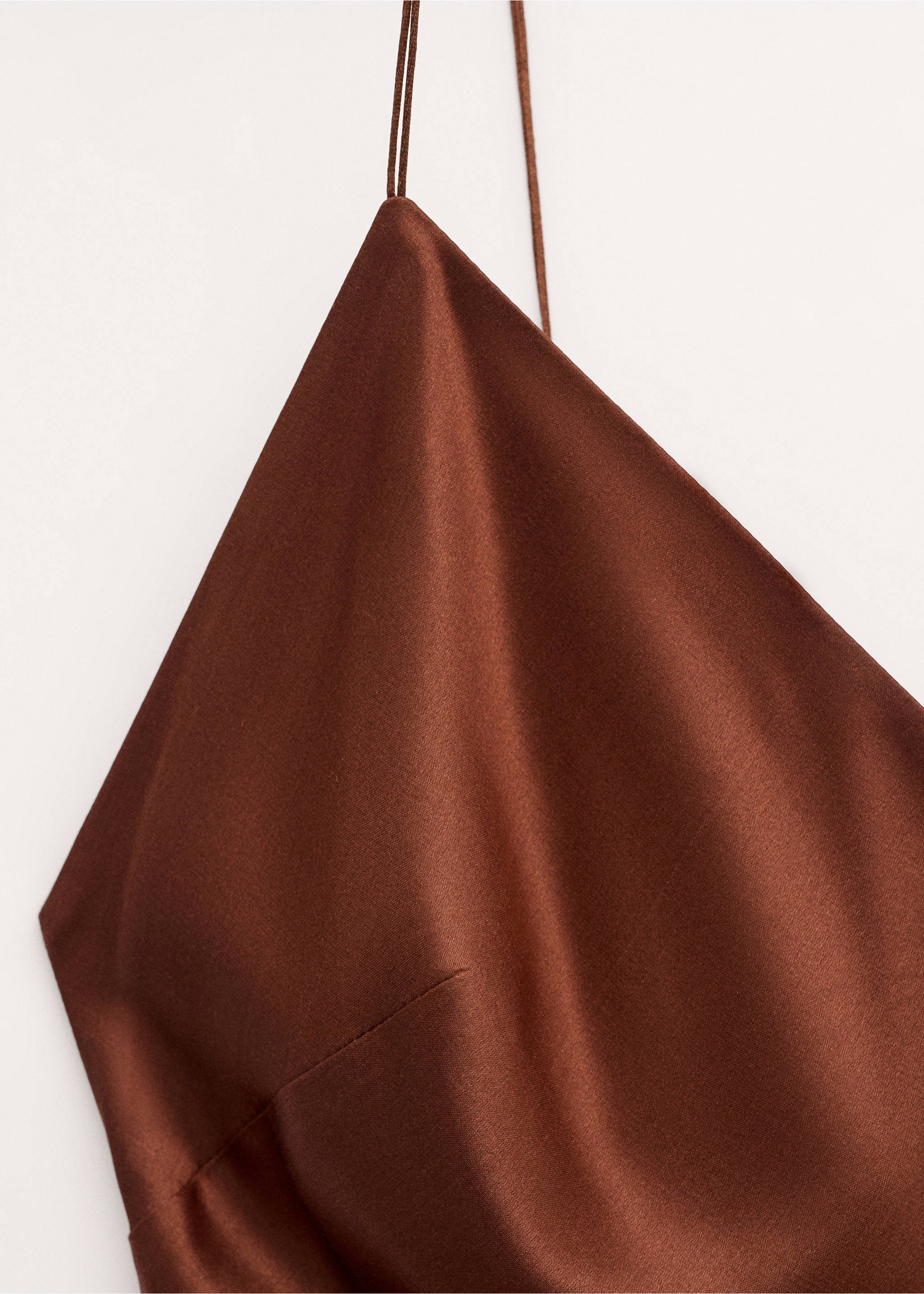 Long satin dress - Details of the article 8, Burnt Orange. Ref: 27034440-00.