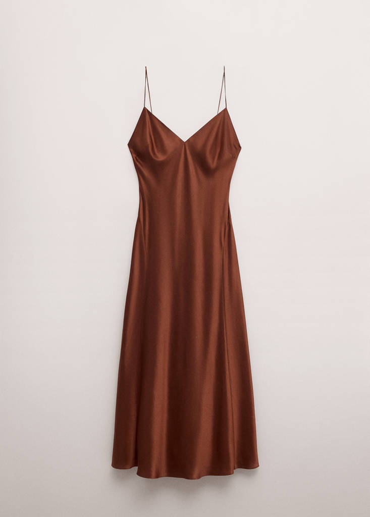 Long satin dress — Burnt Orange