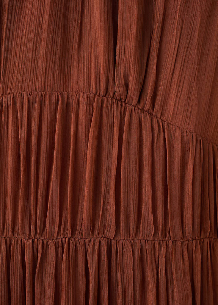 Pleated chiffon dress — Chocolate