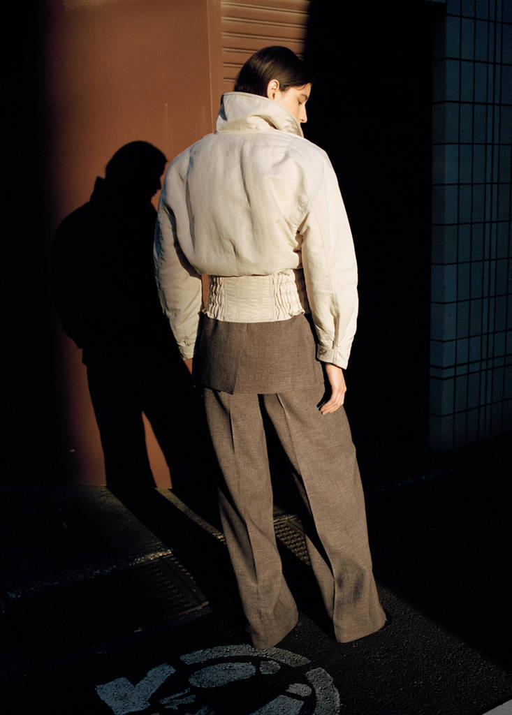 Oversized jacket with gathered waist — Light/Pastel Grey