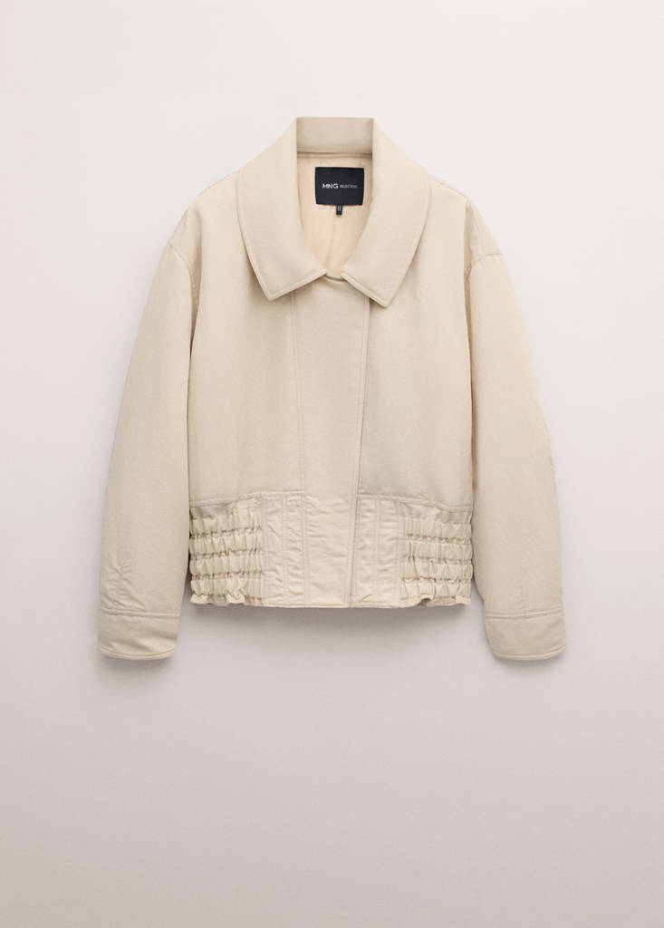 Oversized jacket with gathered waist — Light/Pastel Grey