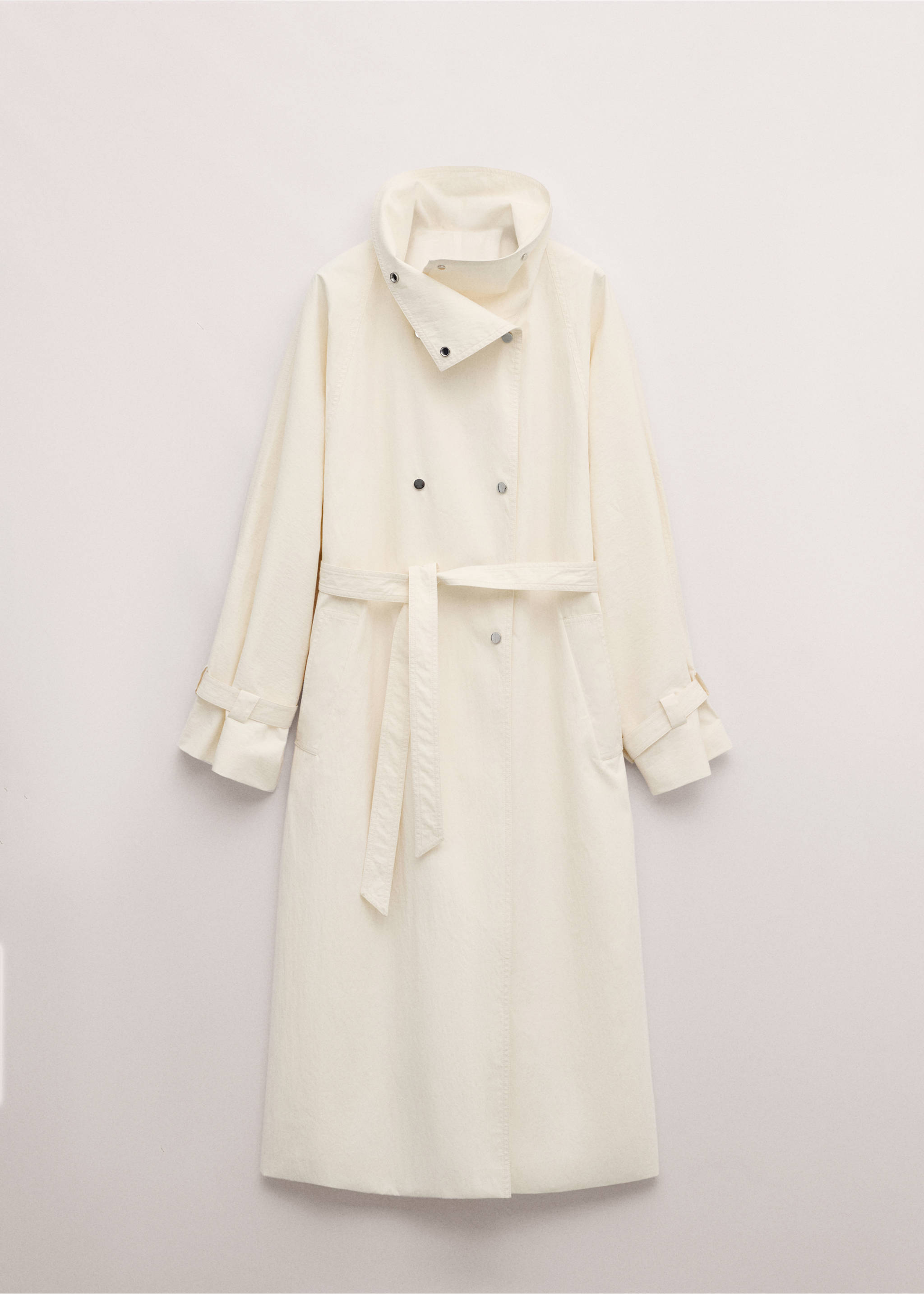 Oversized funnel neck trench with belt - Article without model, Ecru. Ref: 27034445-00.