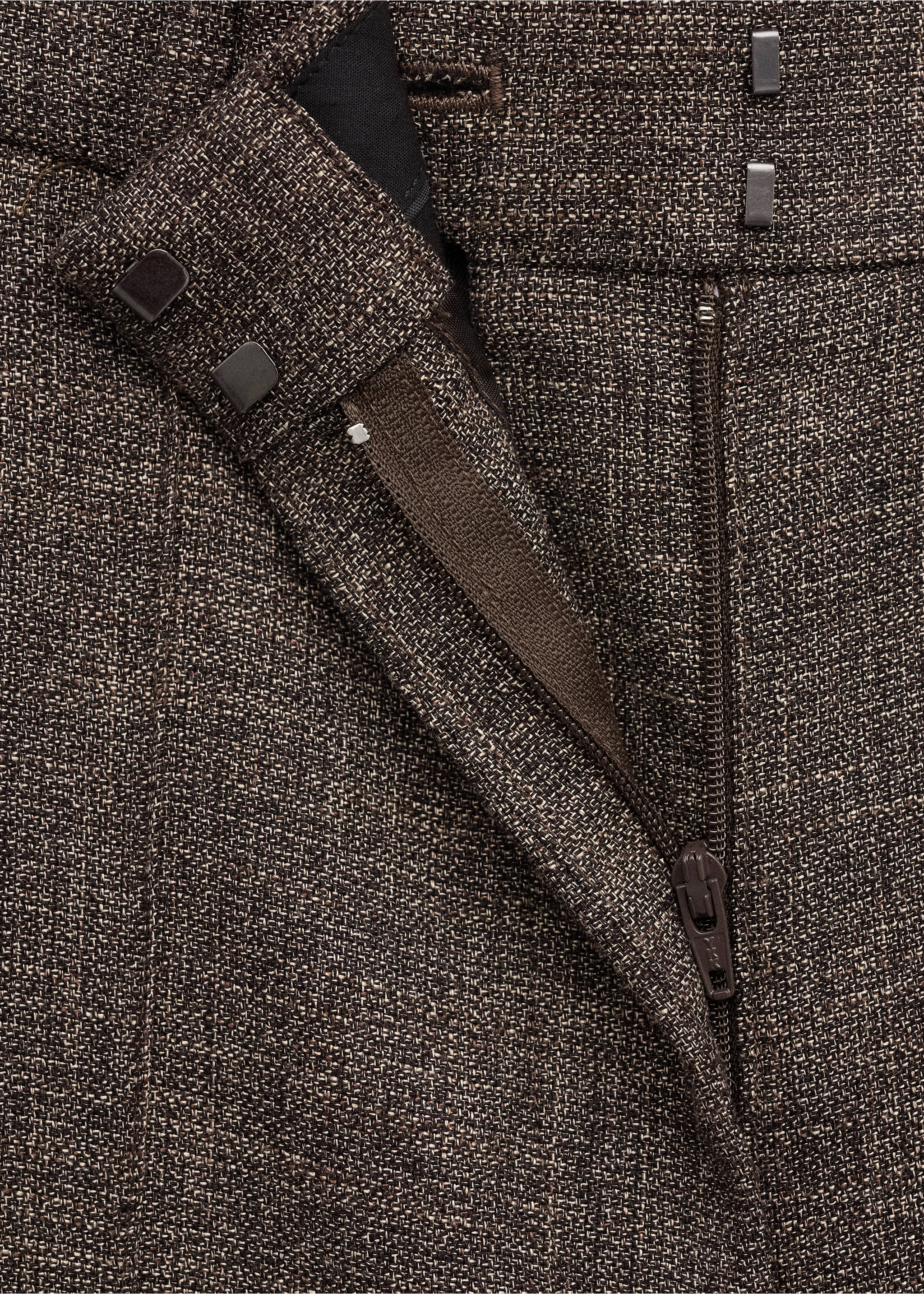 Flecked suit trousers - Details of the article 8, Chocolate. Ref: 27034446-00.