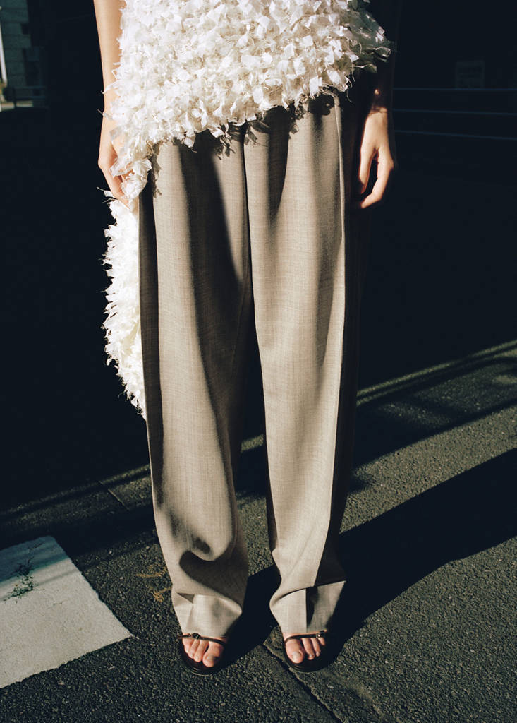 Low-rise wool trousers — Grey