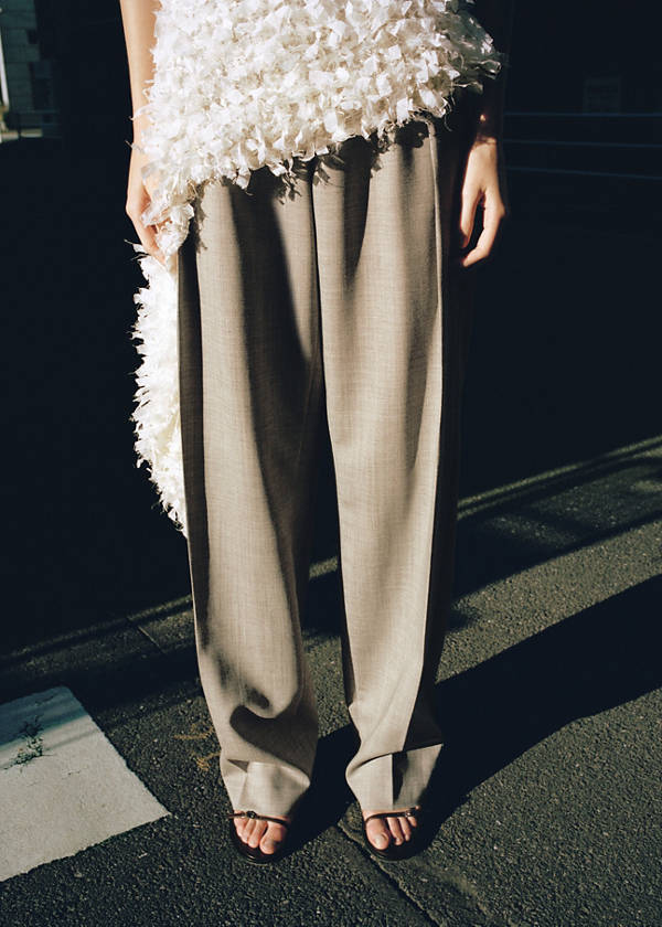 Low-rise wool trousers — Grey