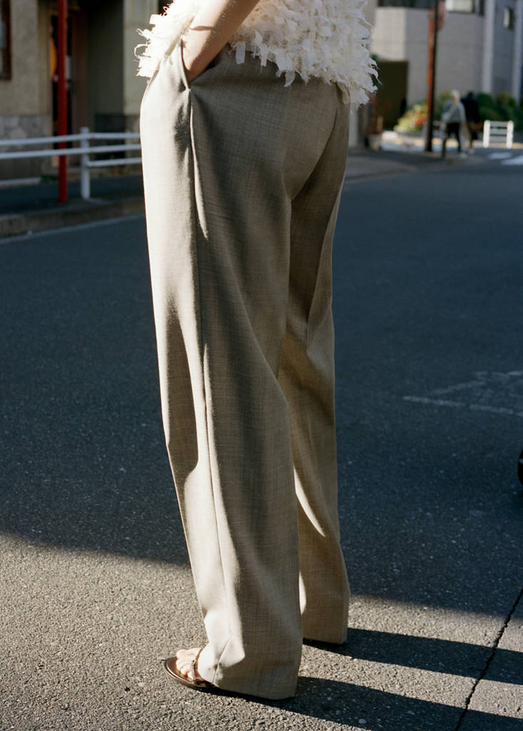 Low-rise wool trousers — Grey