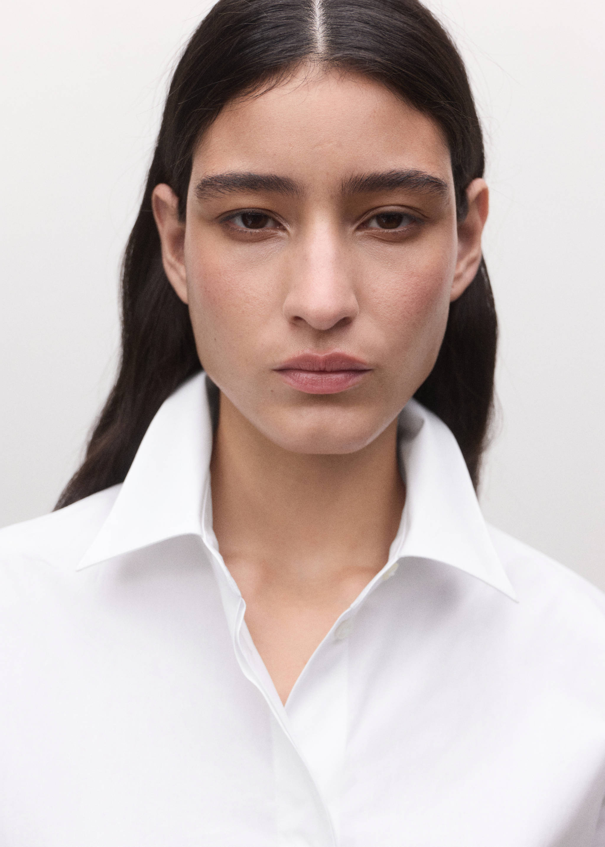 Рубашка с рукавами три четверти на пуговицах - Деталь изделия 1, Белый. Ref: 27034448-00.