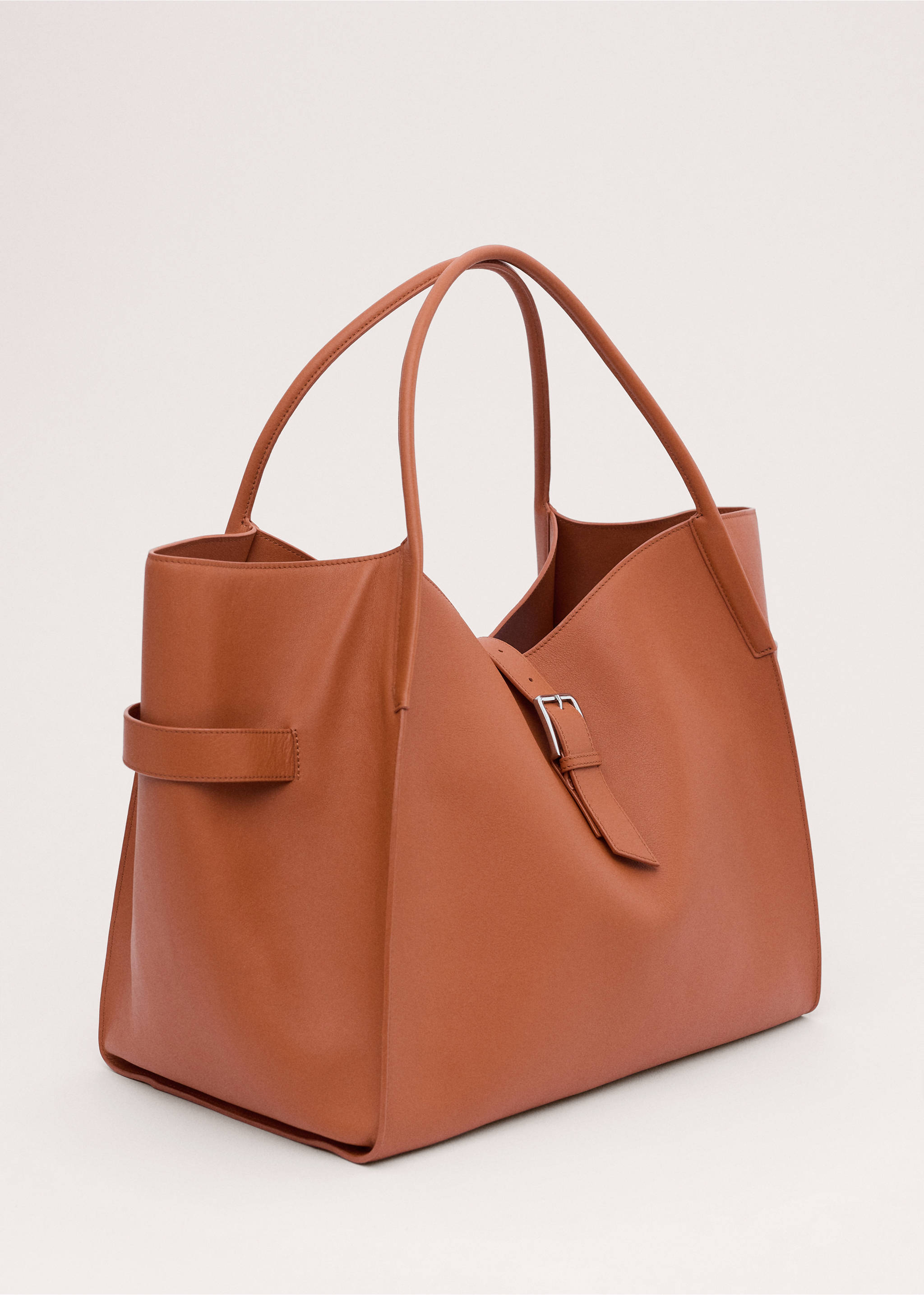 Leather maxi shopper bag - Medium plane, Orange. Ref: 27034450-00.