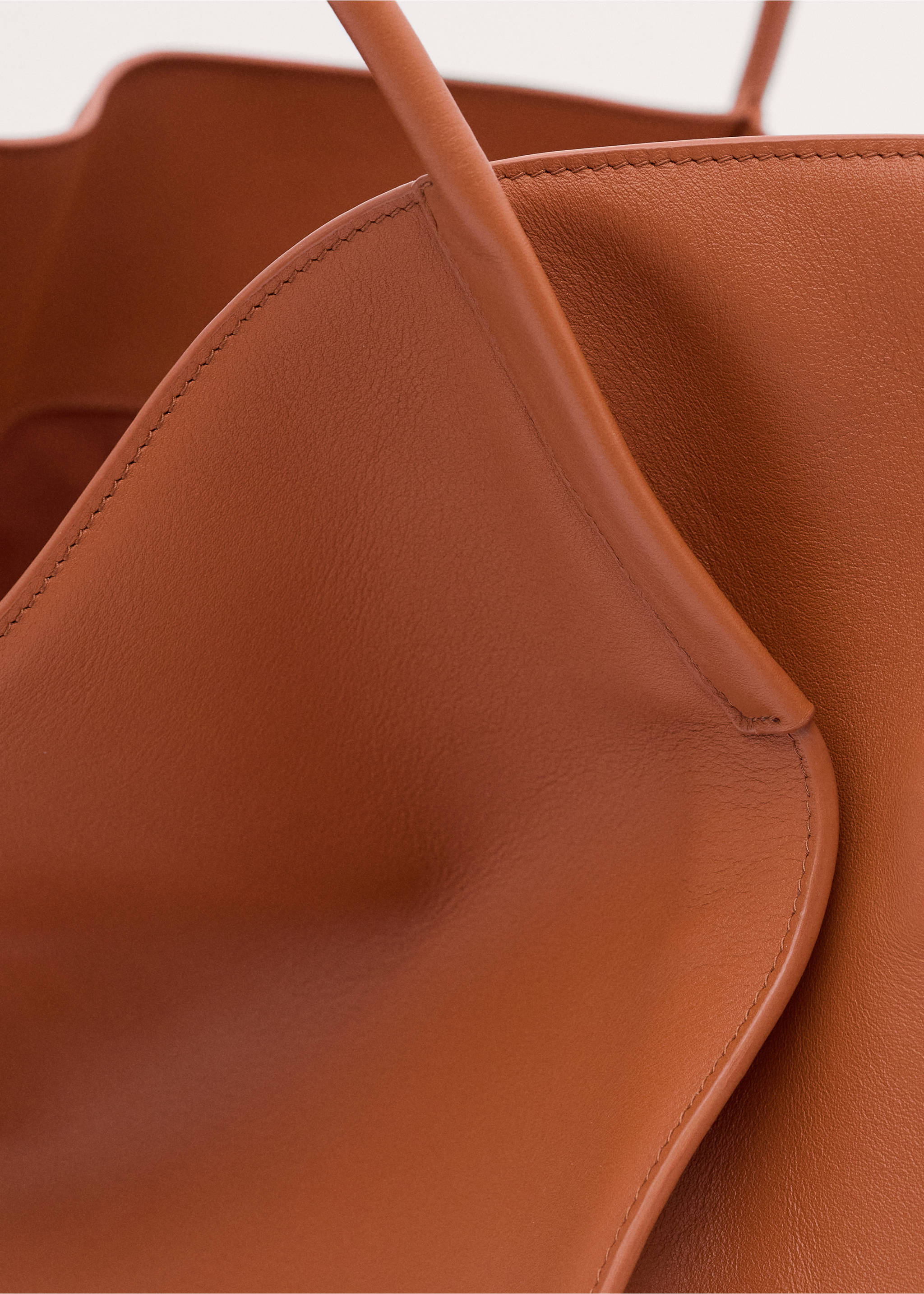 Leather maxi shopper bag - Details of the article 4, Orange. Ref: 27034450-00.