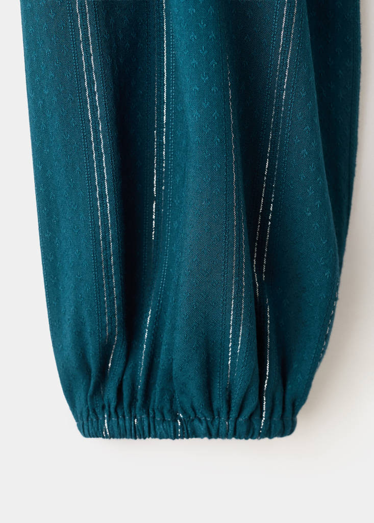 Lurex blouse with ties — Petrol Blue