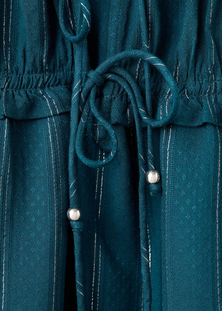 Lurex blouse with ties — Petrol Blue