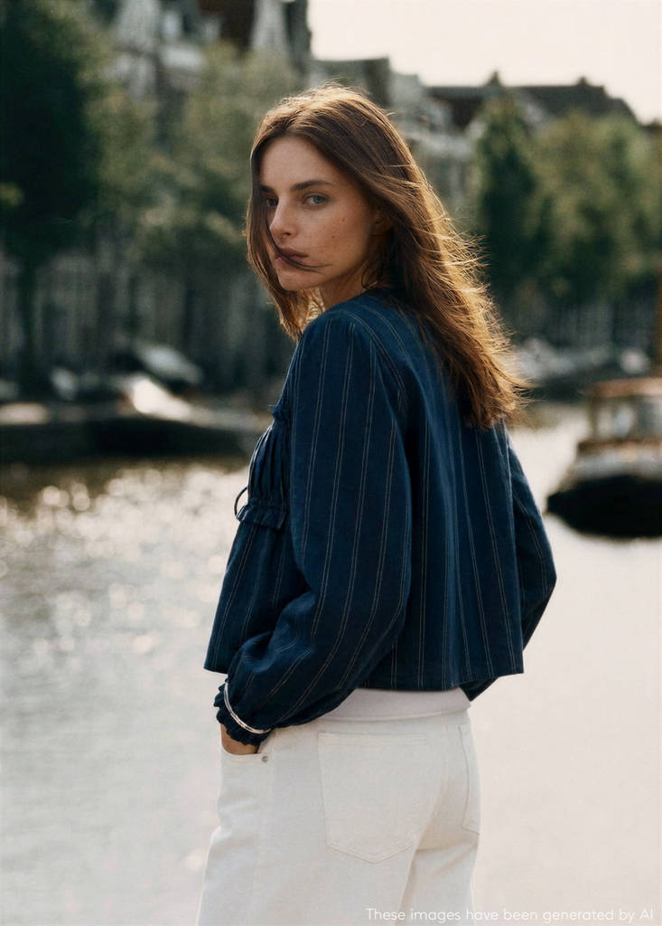 Lurex blouse with ties — Petrol Blue