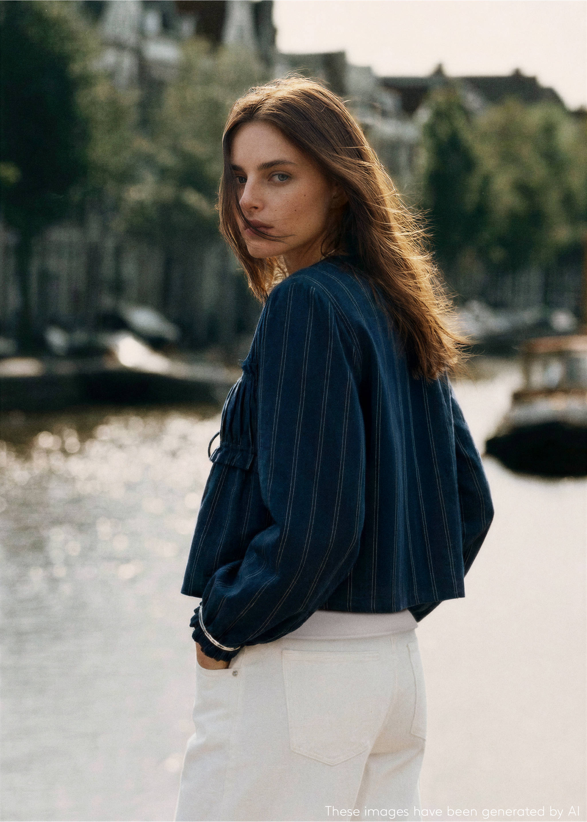 Lurex blouse with ties - Details of the article 5, Petrol Blue. Ref: 27034772-00.