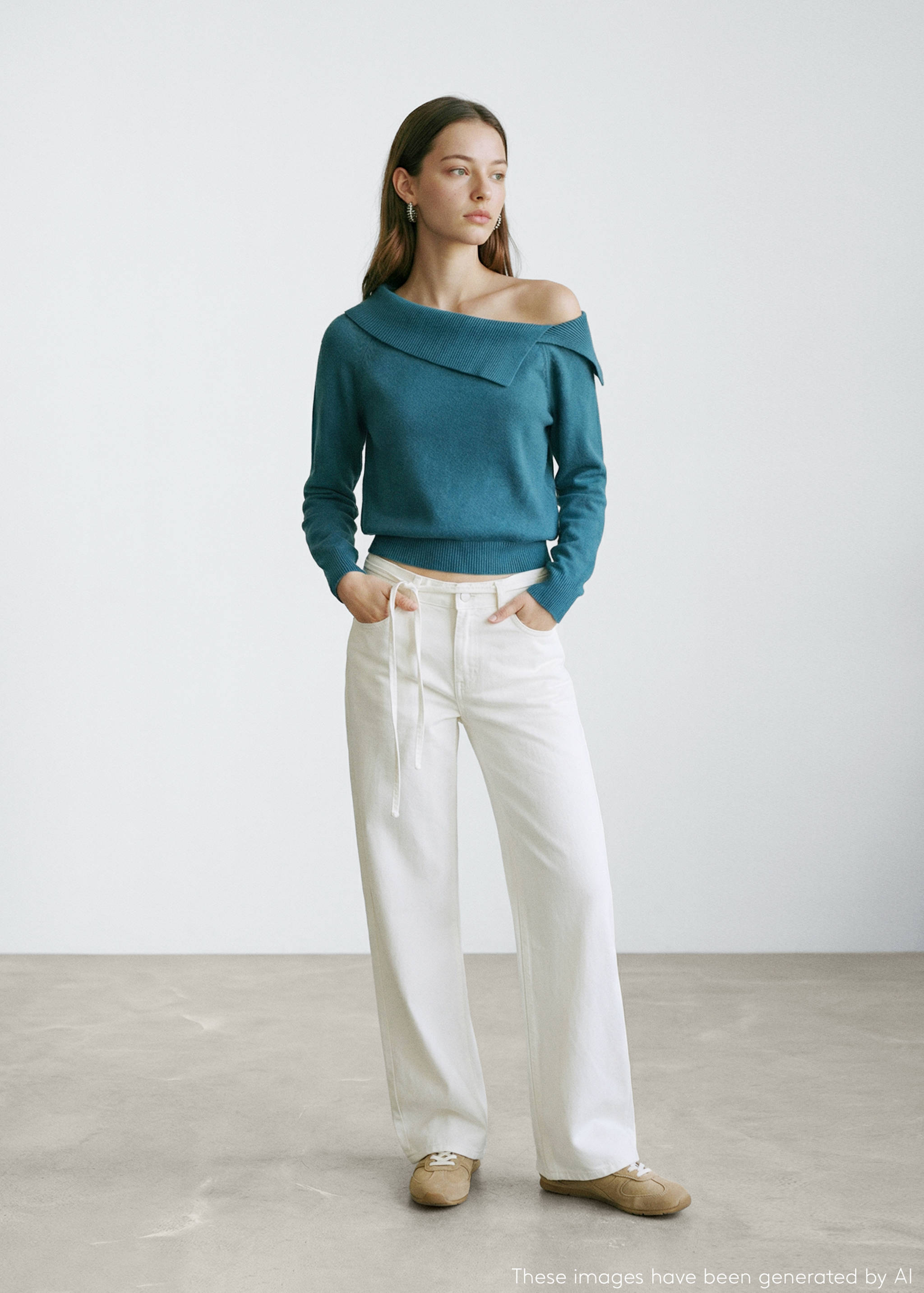 Strickpullover mit asymmetrischem Halsausschnitt - Allgemeine Ansicht