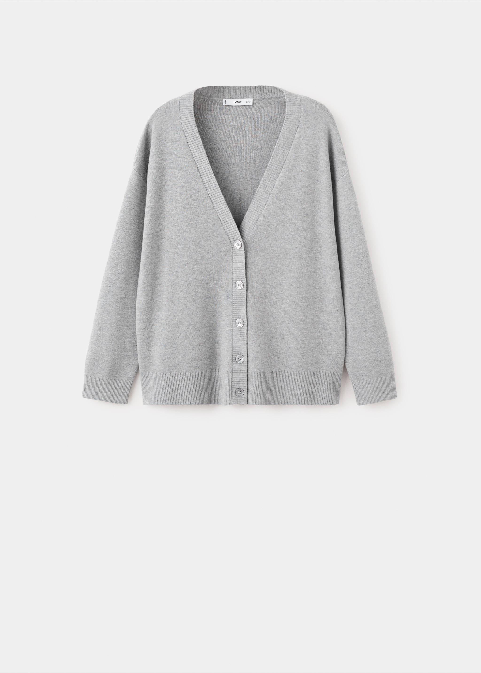 Cardigan maille col V - Article sans modèle, Gris chiné moyen. Ref: 27034774-00.