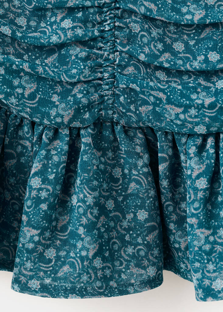 Printed ruffle skirt — Petrol Blue
