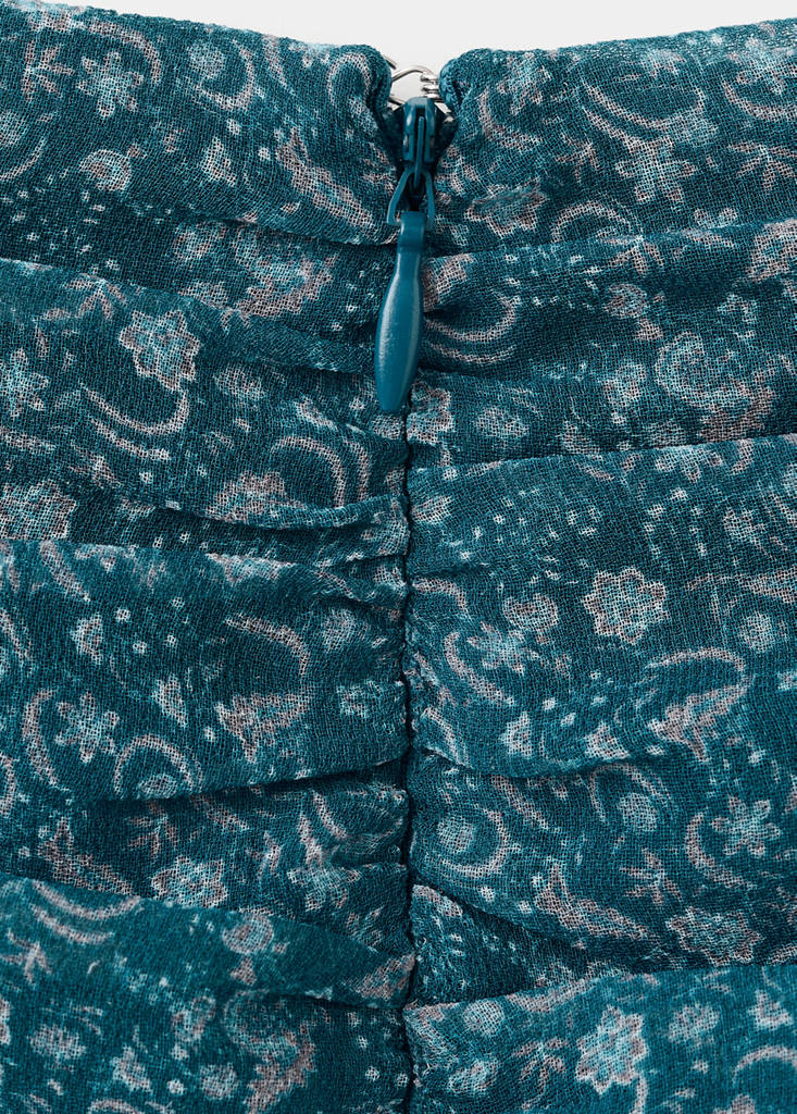 Printed ruffle skirt — Petrol Blue
