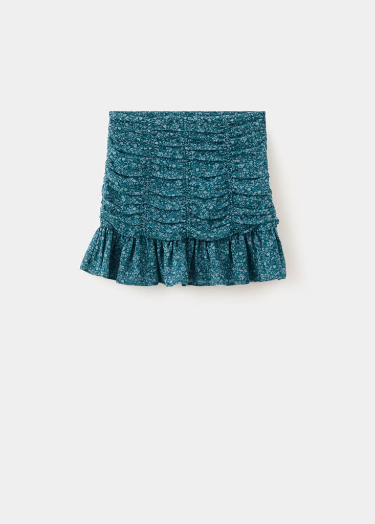 Printed ruffle skirt — Petrol Blue