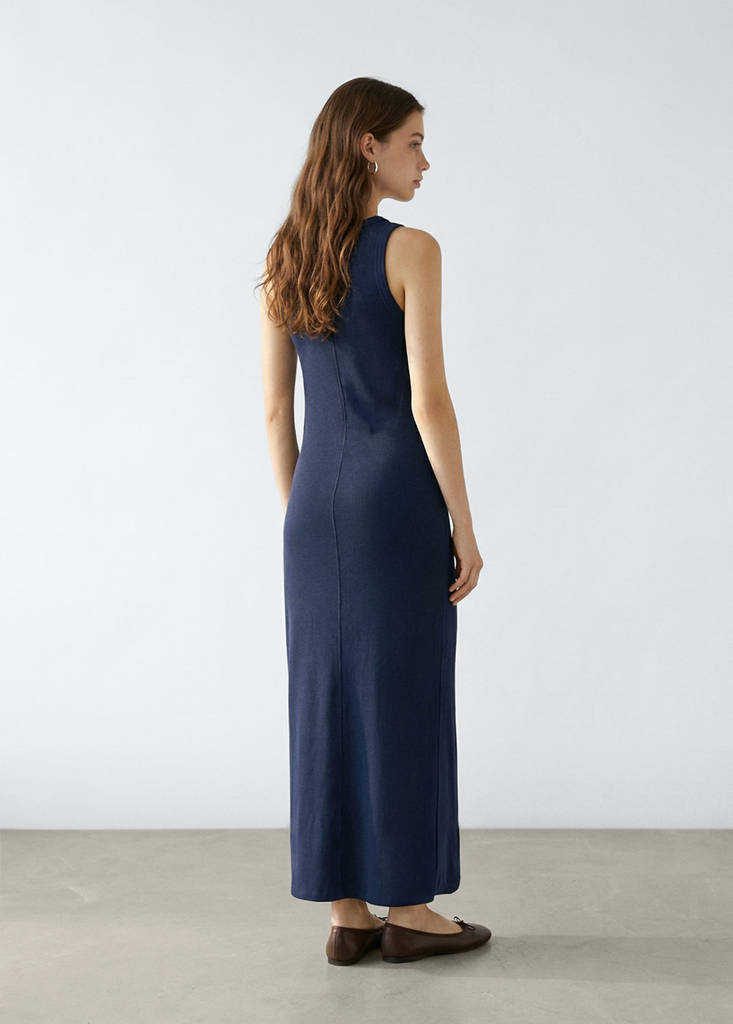 Maxi dress with slit details — Navy