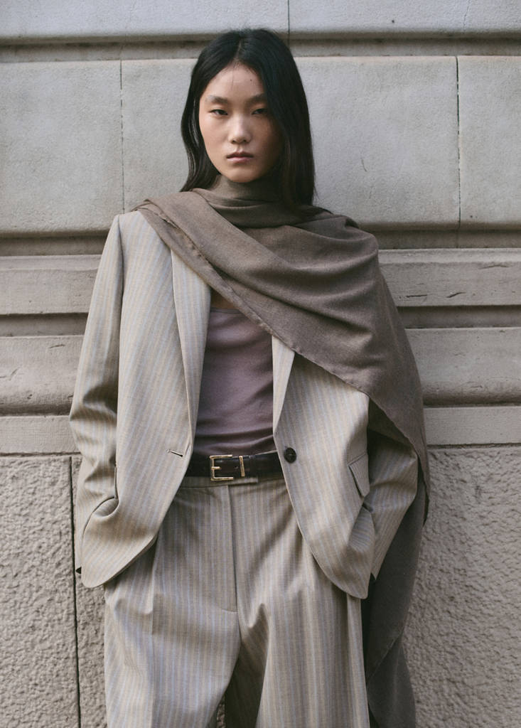 Wool-blend suit blazer — Medium Brown