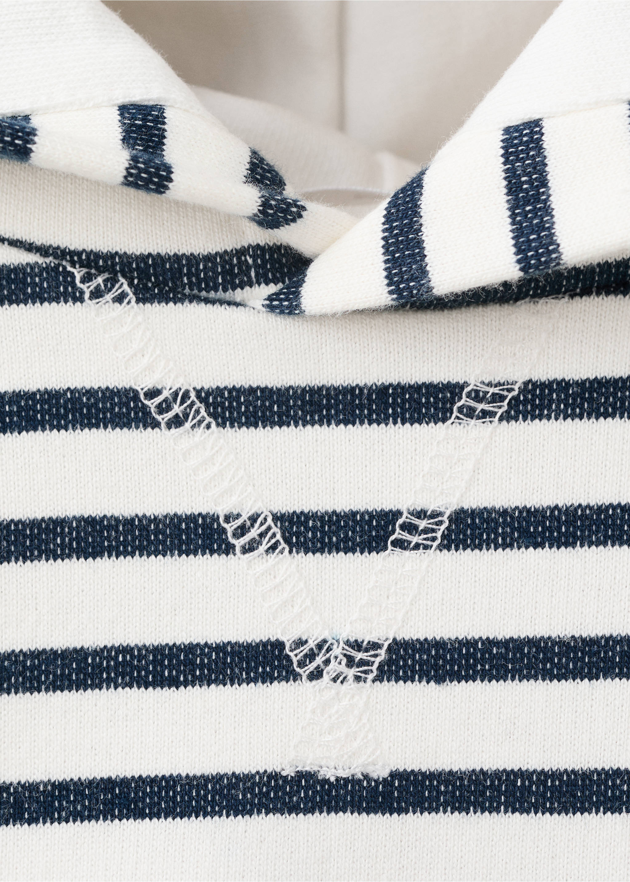 Striped hooded sweatshirt - Details of the article 8, Navy. Ref: 27035147-00.