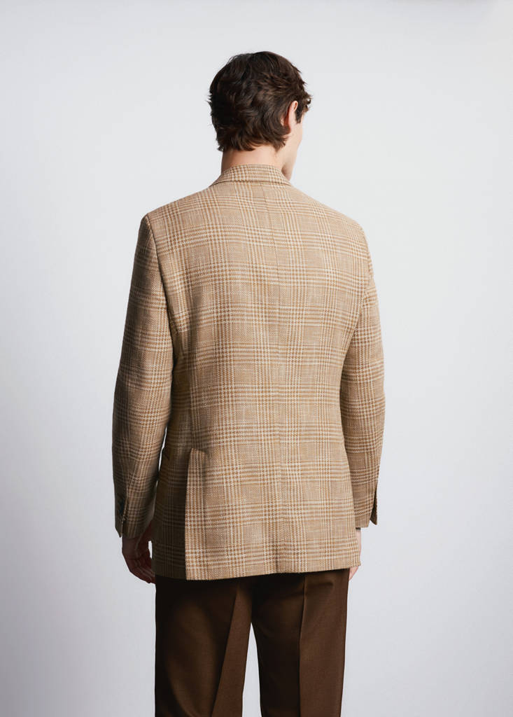 Slim fit double-breasted blazer in Lanificio Campore® fabric — Orange