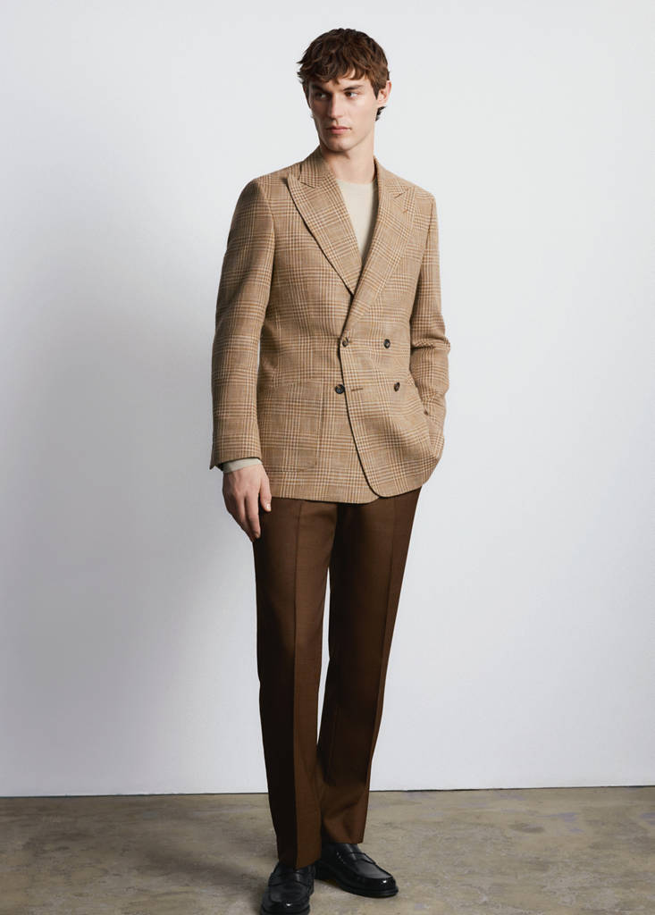 Slim fit double-breasted blazer in Lanificio Campore® fabric — Orange