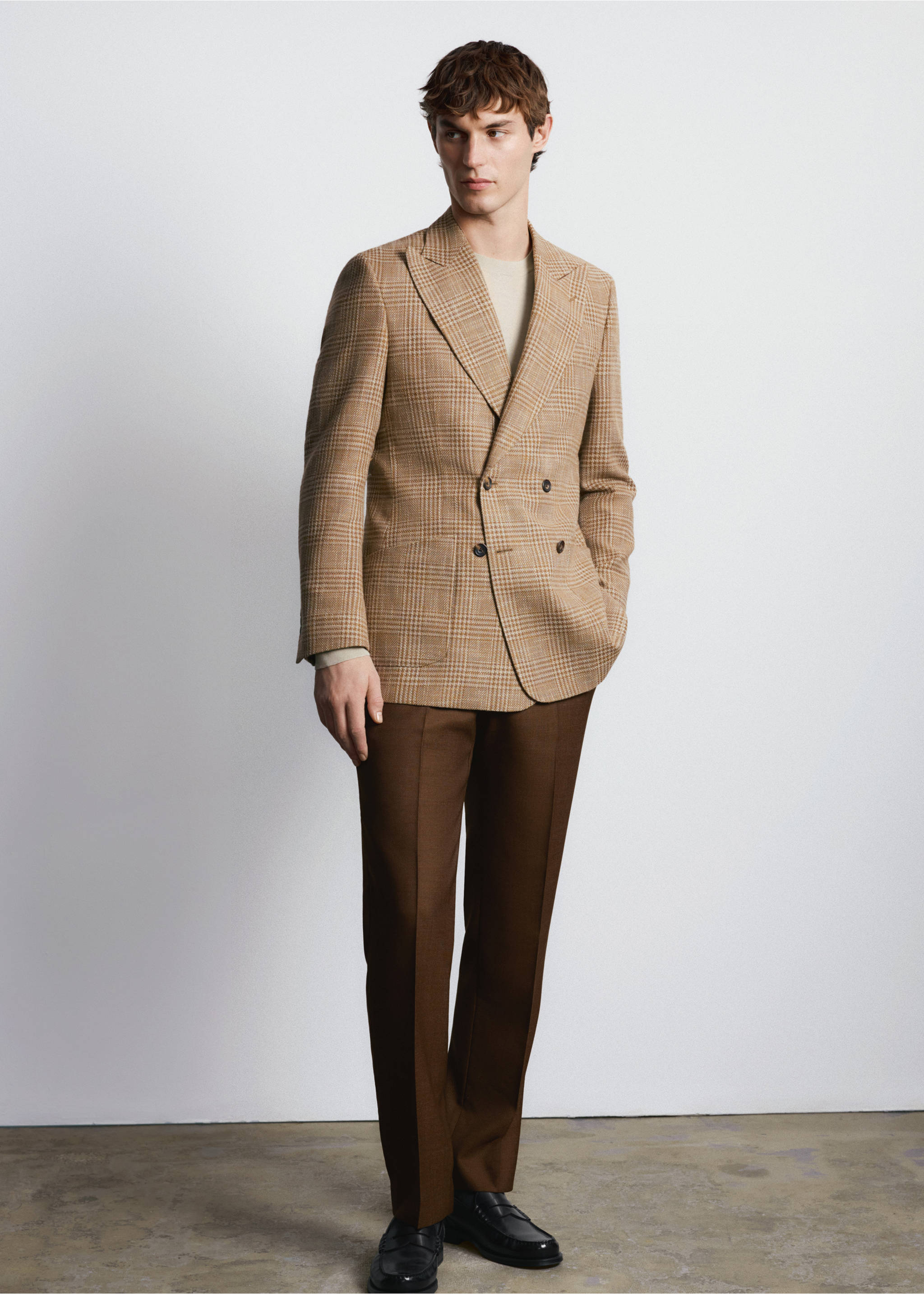 Двубортный пиджак приталенного кроя из ткани Lanificio Campore® - Деталь изделия 6, Оранжевый. Ref: 27035149-00.