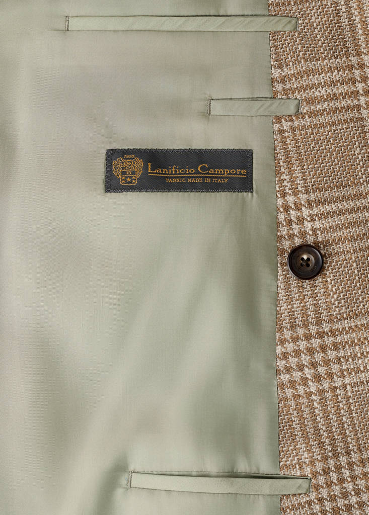 Slim fit double-breasted blazer in Lanificio Campore® fabric — Orange