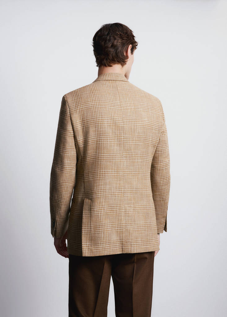 Slim fit double-breasted blazer in Lanificio Campore® fabric — Orange