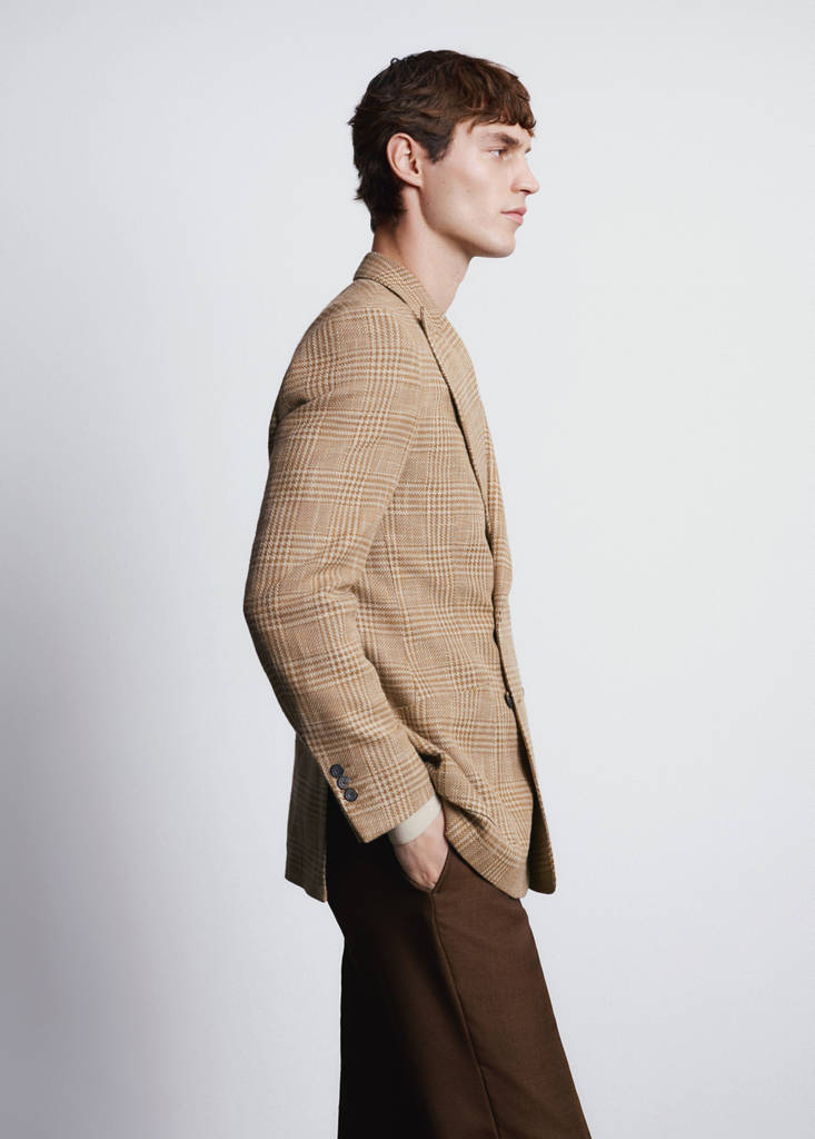 Slim fit double-breasted blazer in Lanificio Campore® fabric — Orange