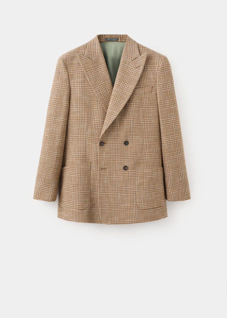 Slim fit double-breasted blazer in Lanificio Campore® fabric — Orange