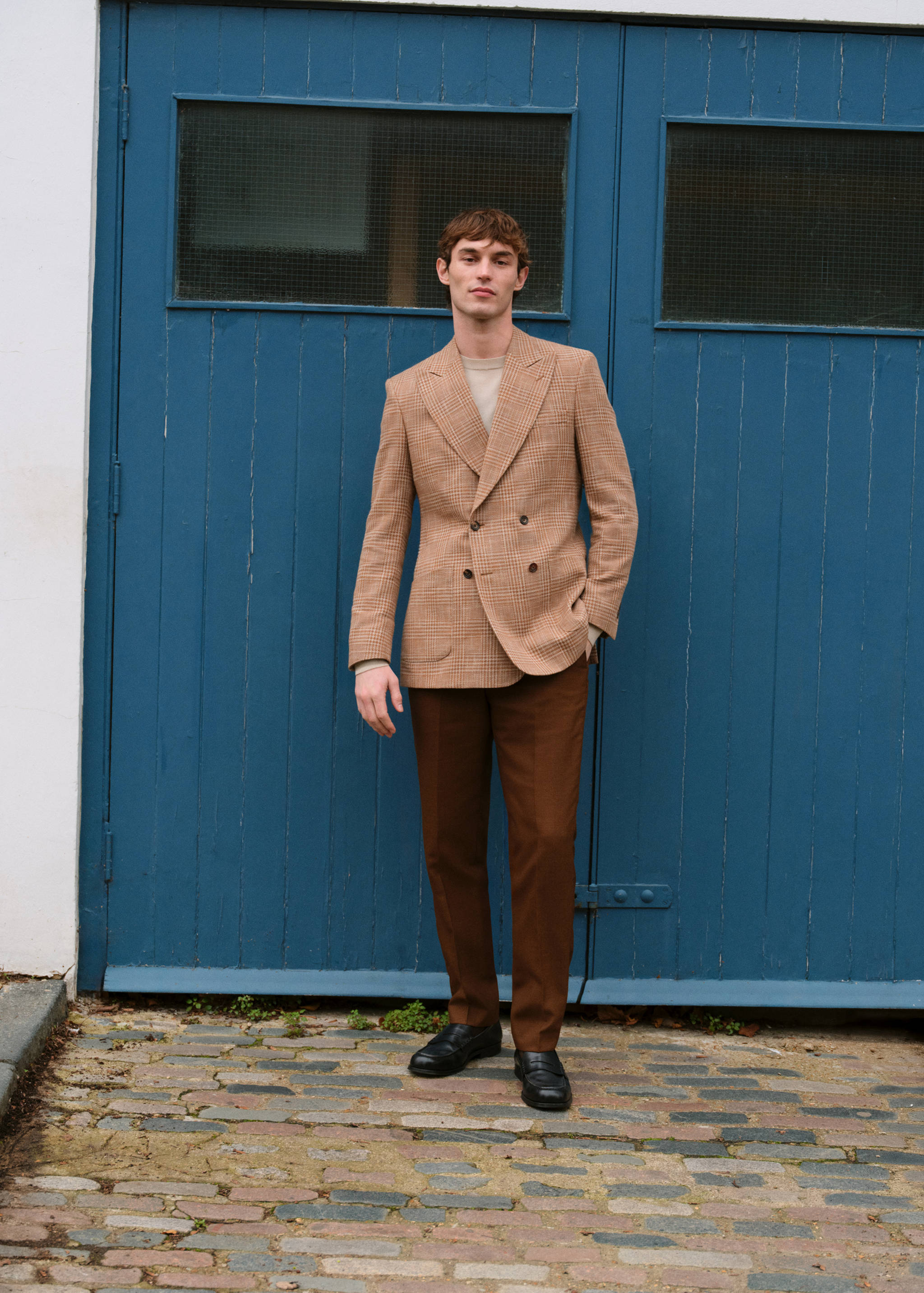 Slim fit double-breasted blazer in Lanificio Campore® fabric - Details of the article 5