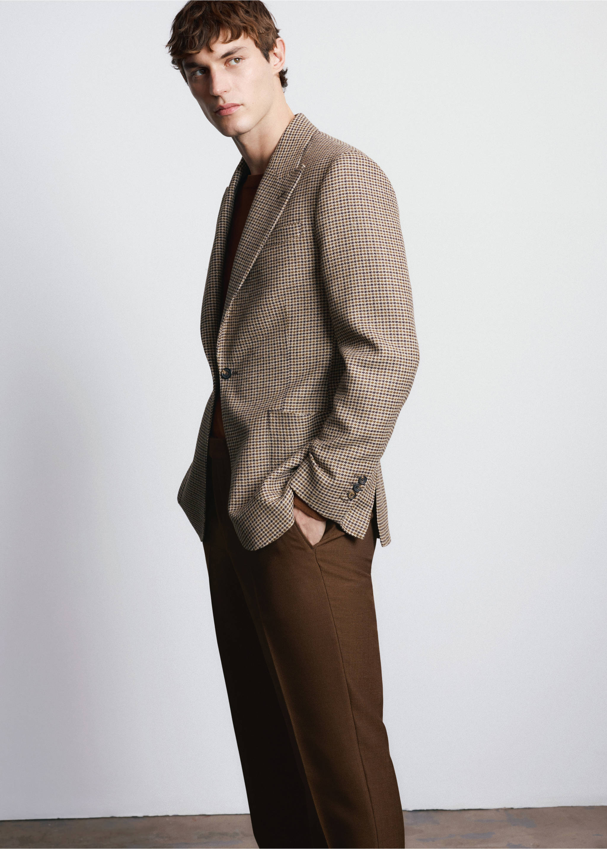 Americana slim fit mezcla lana Balli il Lanificio® - Detalle del artículo 4, Marrón. Ref: 27035150-00.