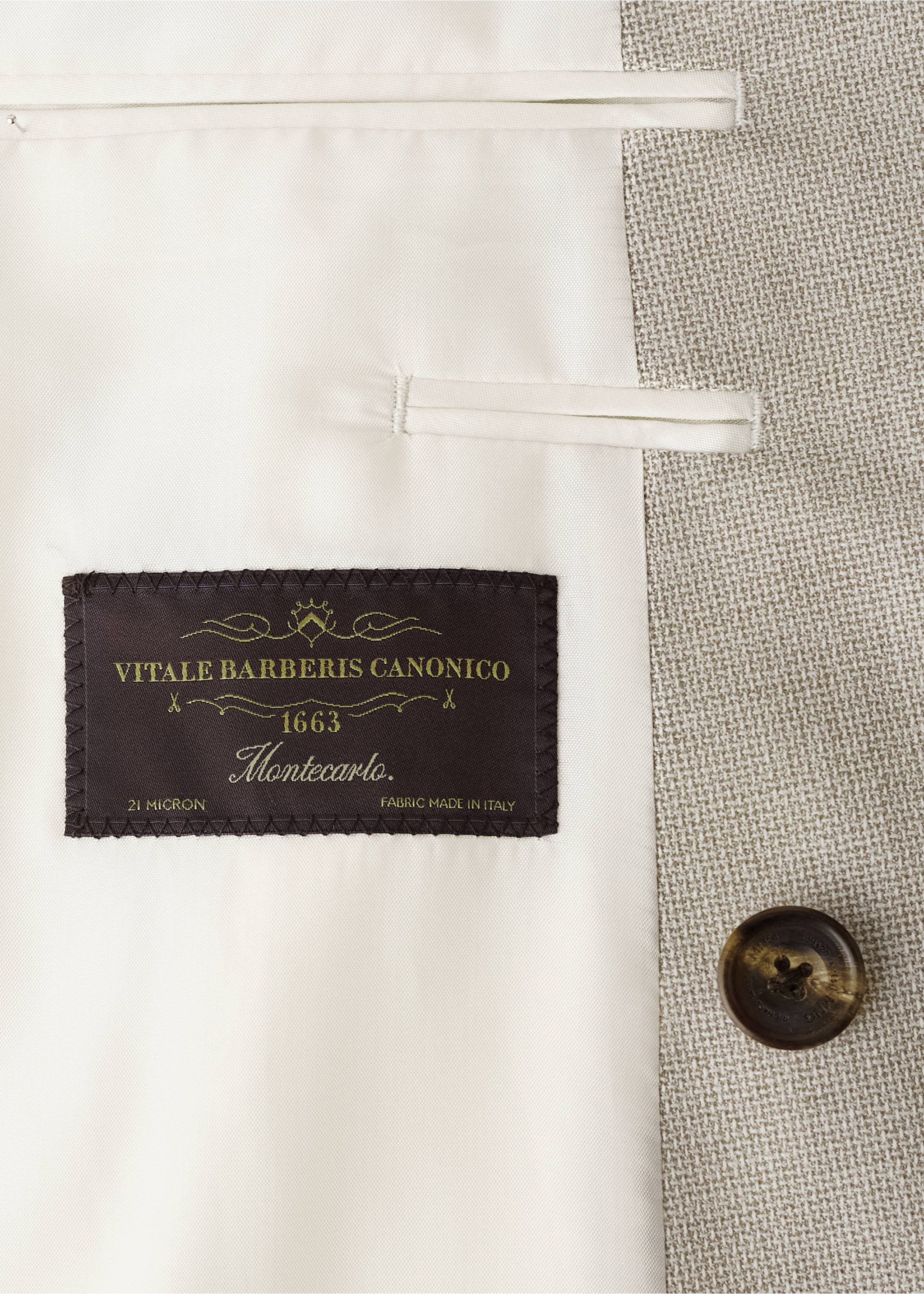 Americana cruzada 100% lana Vitale Barberis Canonico® - Detalle del artículo 8, Beige. Ref: 27035151-00.