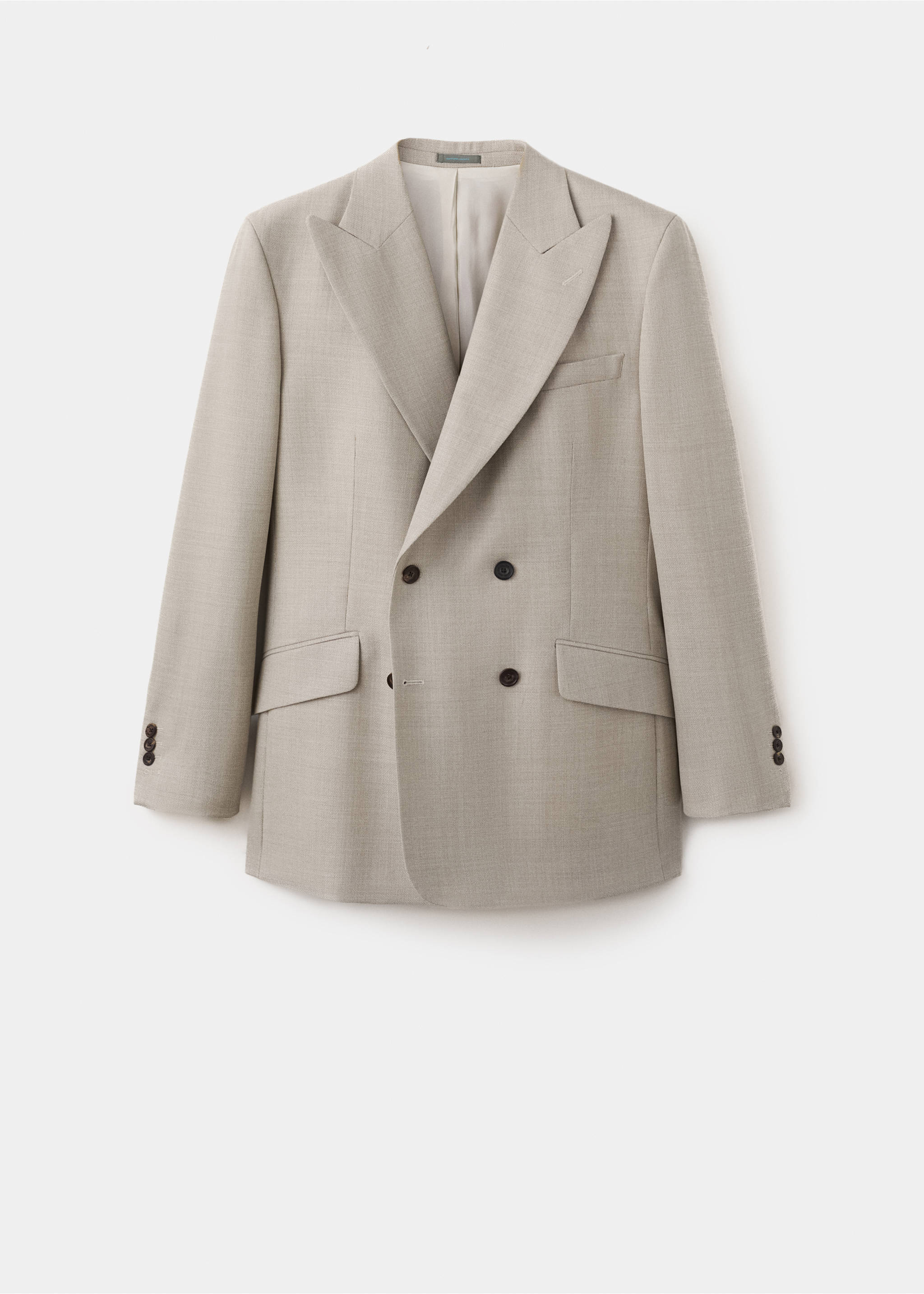 Americana cruzada 100% lana Vitale Barberis Canonico® - Artículo sin modelo, Beige. Ref: 27035151-00.
