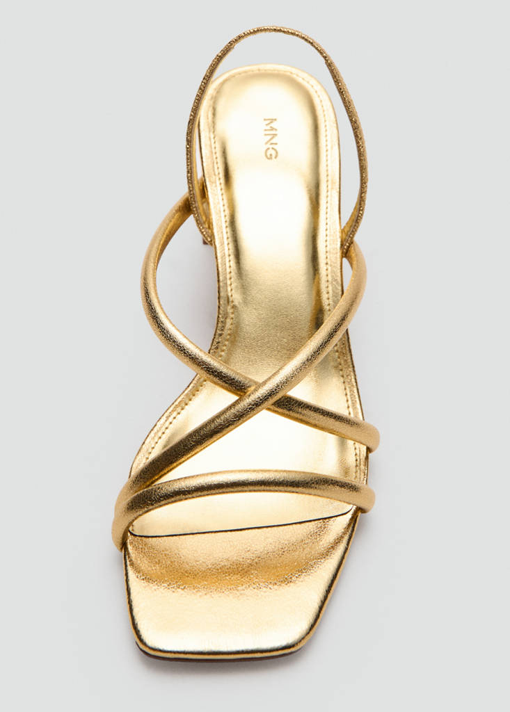 Metallic cross-strap sandal — Gold